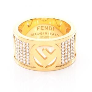 FENDI F is Fendi Ring, Gold Plated with Rhinestones, Women's, Gold/Clear